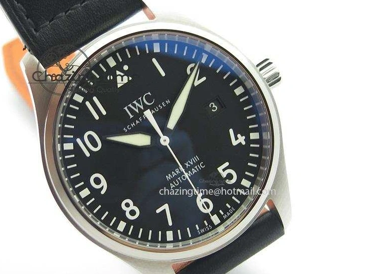 MIROTIME 0212 Mark XVIII IW327001 SS Mk Maker Best Edition Black Dial On Black Leather Strap A SunProtective 7299